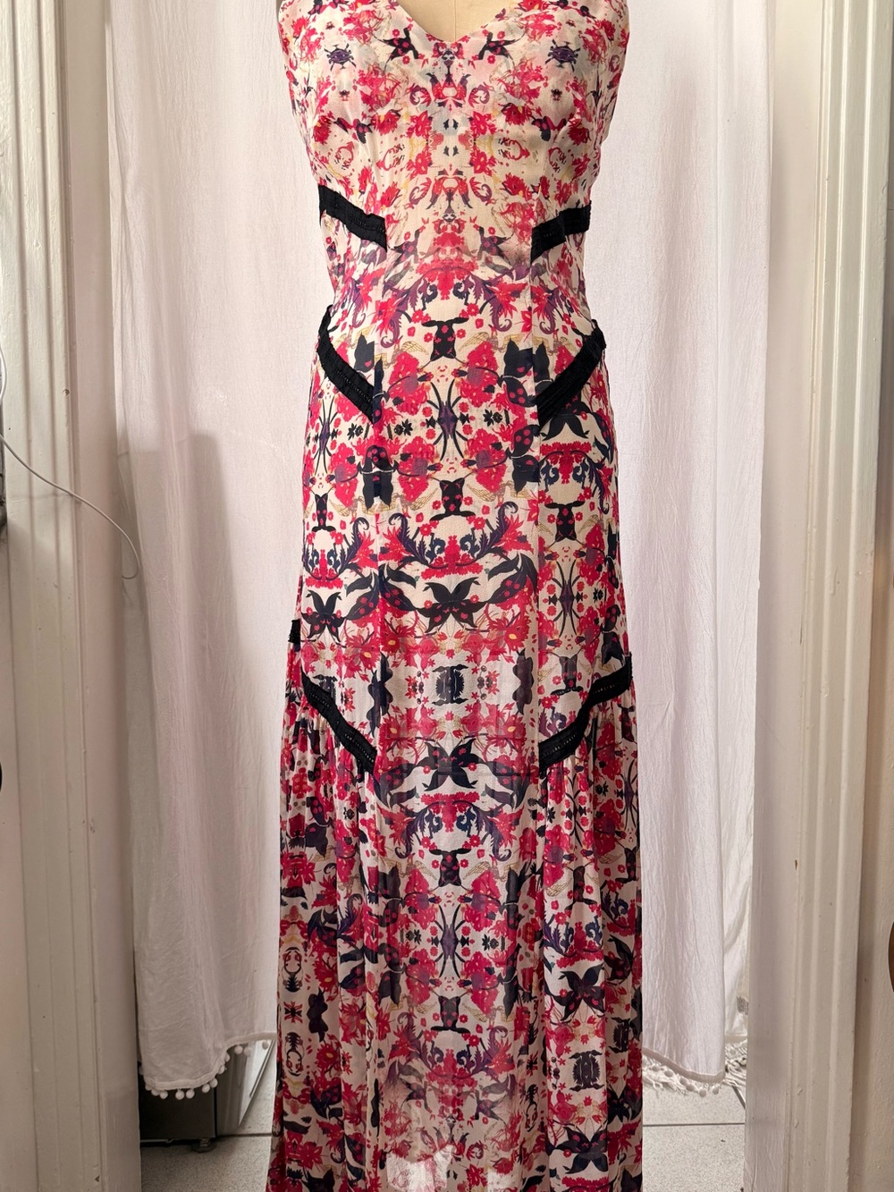 Sam & Lavi Printed Silk Maxi Dress, sz M
